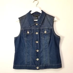 Baccini Denim Studded Vest. Women's Size Large